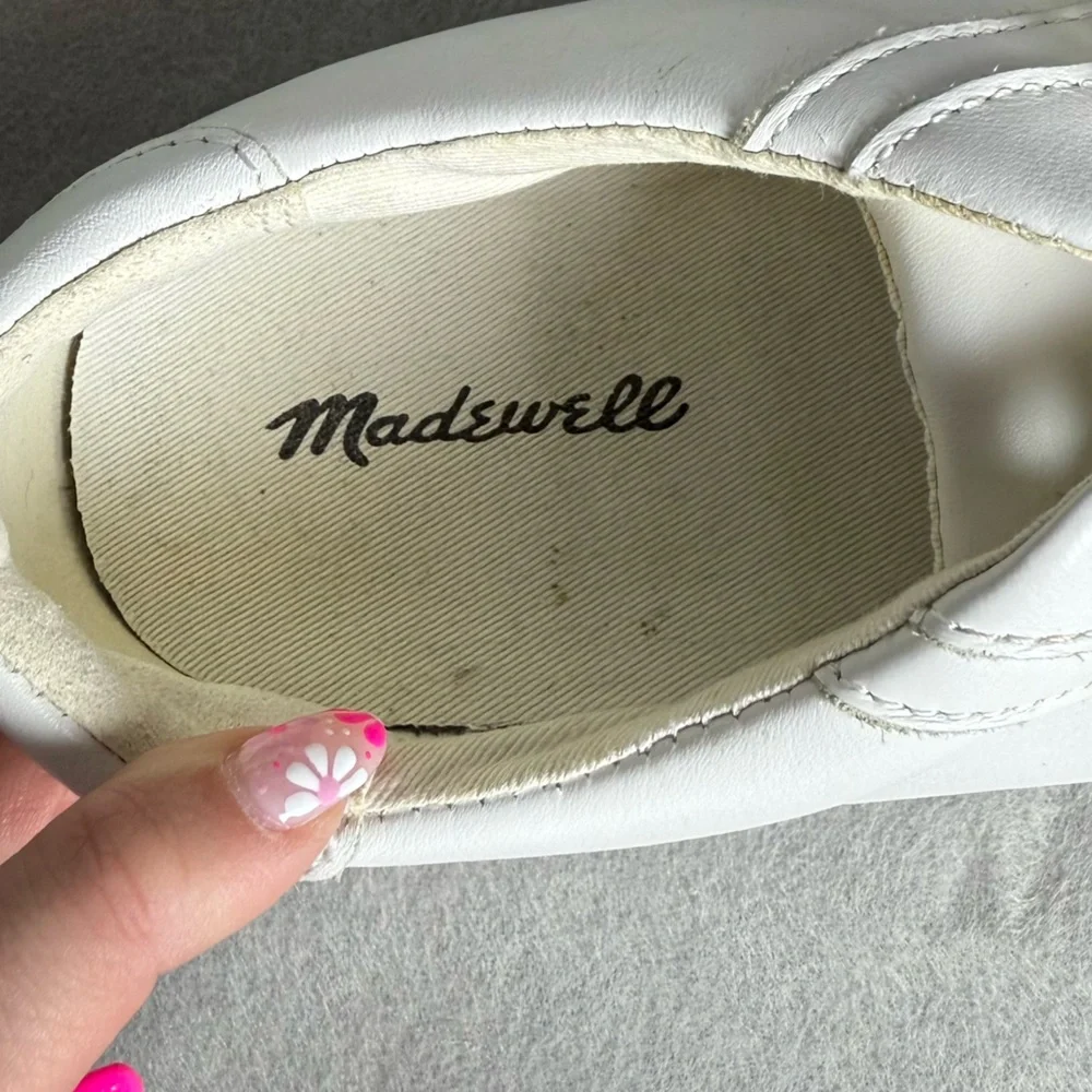 Madewell Womens Sidewalk Low Top Sneakers in Pale Parchment Multi Leather size 7